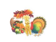 Club Pack of 24 Corn Fall Leaves Cornucopia and Turkey Thanksgiving Cutouts 15.25