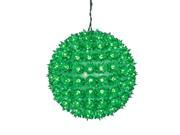10 Green Lighted Hanging Star Sphere Christmas Decoration