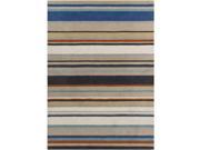 9 x 12 Mellowing Streaks Tan Blue and Orange Hand Tufted New Zealand Wool Area Throw Rug