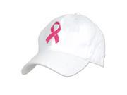 Club Pack of 12 White with Embroidered Pink Ribbon Breast Cancer Awareness Adjustable Caps