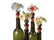 Pack of 8 Decorative Romantic Colorful Sculpted Floral Wine Bottle Stoppers