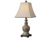 26 Antiqued Taupe Gray Metal Champagne Beige Square Bell Shade Table Lamp
