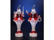 Pack of 2 Icy Crystal Decorative Illuminated Round Santa Figures 13.5