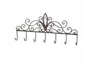 Pack of 2 Distressed Finish Antique Style Fleur de Lis and Scroll Accent Wall Hooks 28.5