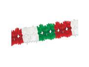 Club Pack of 12 Red White and Green Festive Pageant Garland Decorations 14.5