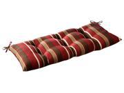 Outdoor Patio Furniture Tufted Bench Loveseat Cushion Tropical Red Stripe