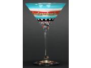 Set of 2 Mosaic Carnival Confetti Hand Painted Martini Drinking Glass 7.5 Oz.