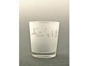 Set of 4 New York Etched Double Old Fashioned Drinking Glasses 13 ounces