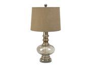 30.5 Gold tone Iridescent Brown Glass Table Lamp with Burlap Shade
