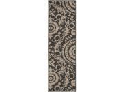 2.3 x 7.9 Flowery Maze Pale Black and Taupe Shed Free Area Throw Rug Runner