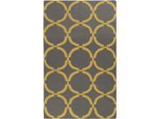 5 x 8 Coupled Circles Goldenrod and Slate Gray Reversible Wool Area Throw Rug