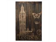 Pack of 2 Distressed Finish Brown London Big Ben with Script Accents Wall Art Decorations