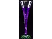 Set of 2 Frosted Purple Hand Painted Hollow Flute Drinking Glasses 16 Oz.