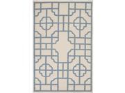 3.25' x 5.25' Bohemian Gates Cerulean Blue and Ivory White Hand Woven Wool Area Throw Rug 3.25' x 5.25' Bohemian Gates Cerulean Blue and Ivory White Hand Woven Wool Area Throw Rug