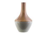 16 Decorative Woodgrain Brown and Dolphin Gray Contemporary Resin Vase