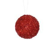 3ct Berry Red Sequin and Glitter Drenched Christmas Ball Ornaments 4.75 120mm