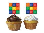 Club Pack of 144 Multicolor Square Birthday Block Party Cupcake Toppers