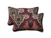 Set of 2 Black Paisely Maze Outdoor Corded Rectangular Throw Pillows 18.5