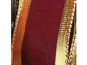 Red Bordeaux Grosgrain with Gold Edge Wired Craft Ribbon 1.5 x 27 Yards