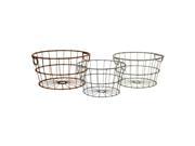 Set of 3 Red Green and Blue Rustic Wrought Iron Storage Baskets