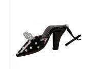 4 Fashion Avenue Black and Iridescent Glitter Polka Dotted High Heel Shoe