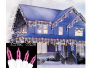 Set of 100 Pink Mini Icicle Christmas Lights White Wire
