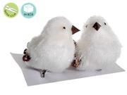 Set of 2 Snow Drift Winter White Birds Clip On Christmas Ornaments 6
