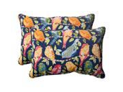 Set of 2 Solarium Colorful Bird Watchers Outdoor Corded Throw Pillows 24.5