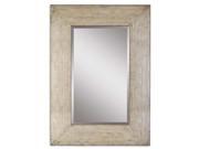 71 Distressed Natural Wood Light Gray Wash Rectangular Beveled Wall Mirror