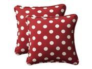 Pack of 2 Outdoor Patio SquareThrow Pillows 18.5 Red White Polka Dot