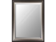 46 Black and Silver Finished Wooden Framed Beveled Rectangular Wall Mirror