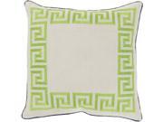 22 White and Lime Green Wavering Borders Linen Throw Pillow
