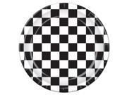 Pack of 96 Disposable Black and White Checkered Dinner Plates 9
