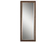 64 Silver Finished with Burnished Edge Framed Beveled Rectangular Wall Mirror