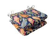 Set of 2 Solarium Colorful Bird Watchers Rounded Outdoor Seat Cushions 18.5