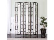 70 Hand Forged Iron with Mirrors and Circular Accents 3 Panel Room Divider Screen
