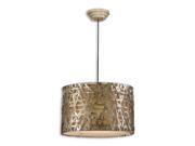14 Distressed Antiqued Silver Champagne Metal Weave Shaded Hanging Ceiling Lamp