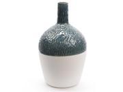 12 Botanic Beauty Dark Teal and White Wavy Ceramic Decorative Earthenware Vase