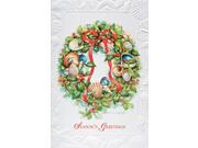 Pack of 16 Seashell Wreath Fine Art Embossed Deluxe Christmas Greeting Cards