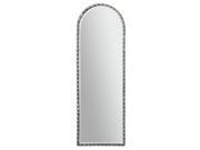 72 Gaston Long Slim Arched Wall Mirror with Oxidized Silver Scalloped Frame
