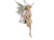 17.5 Pink and Green Glittered Seating Garden Fairy Decorative Figure