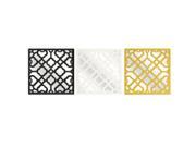 Set of 3 Black Yellow and White Geometric Medallion Square Wall Mirrors 16