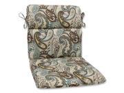 40.5 Paisley Giardino Light Blue and Brown Outdoor Patio Rounded Chair Cushion