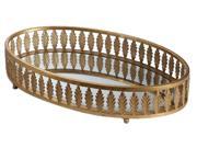 24 Decorative Antiqued Gold Leaf and Mirror Oval Display and Serving Tray