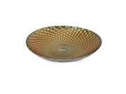 15.75 Decorative Copper Petal with Green Patina Food Safe Glass Serving Dish