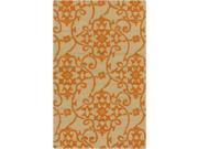 8 x 10 Starry Jasmine Citrus Orange and Taupe Hand Hooked Outdoor Area Throw Rug