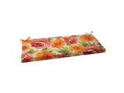45 White Floral Splash Outdoor Patio Bench Cushion with Ties