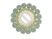 38 Round Medallion Wall Mirror with Ornate Pastel Scroll Work Frame