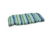 44 Strisce Luminose Blue Green Yellow Striped Outdoor Patio Tufted Wicker Loveseat Cushion