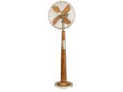 55 Stylish Vintage Gold Base and Neck with Brown Wood Grain Body Oscillating Standing Floor Fan